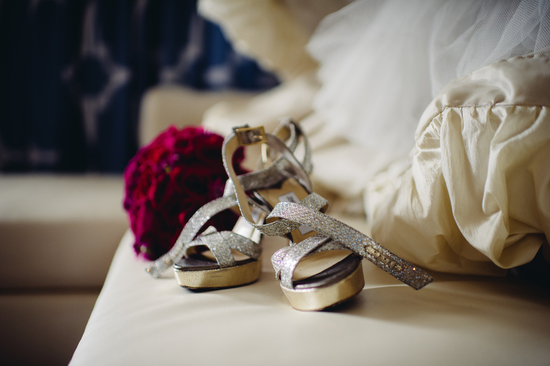 Sparkly silver Jimmy Choo wedding shoes