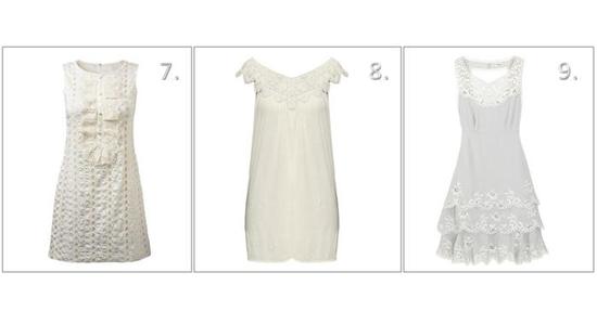 Short, white dresses for your wedding- perfect for elegant cocktail hour