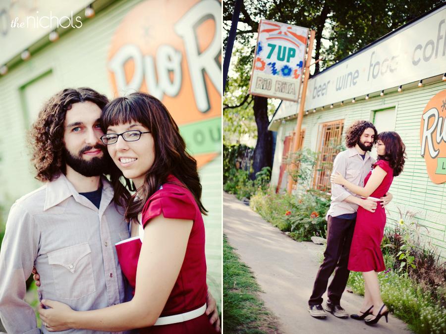 Engagement-photo-session-red-dress-bride-groom-outside-of-lounge-7-up-orange-green.full