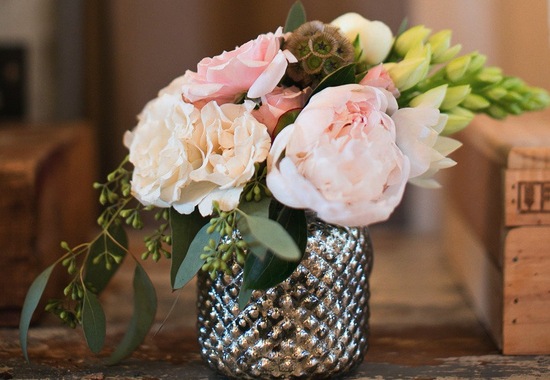 Spring perfect wedding centerpiece in silver vase