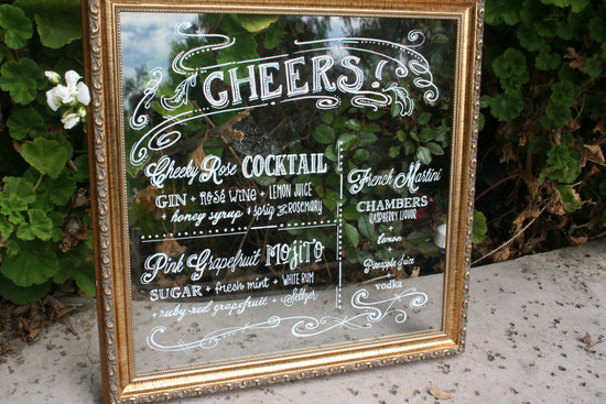Mirrored wedding bar sign