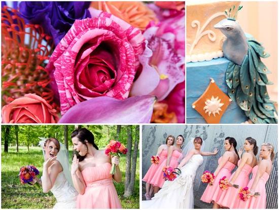 photo of Rock 'n Roll Bride: Orange, Peach, and Teal Edgy, Rock 'n Roll Wedding
