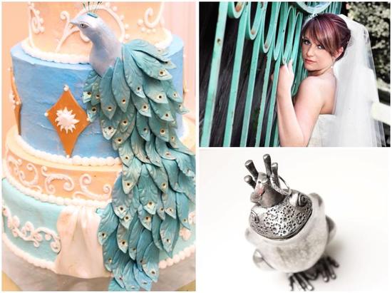 photo of Rock 'n Roll Bride: Orange, Peach, and Teal Edgy, Rock 'n Roll Wedding