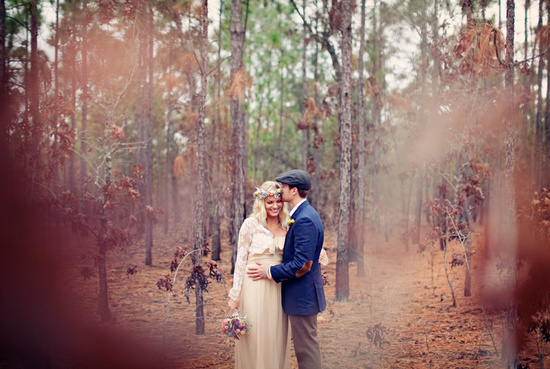 photo of outdoor bohemian wedding bride groom couple photo