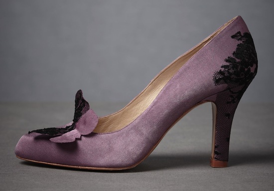 Lavender and black lace wedding shoes