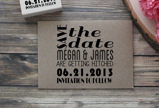 retro kraft paper wedding save the date