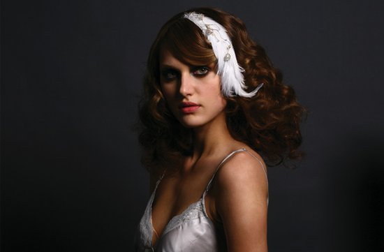 all down wedding hair feather fascinator