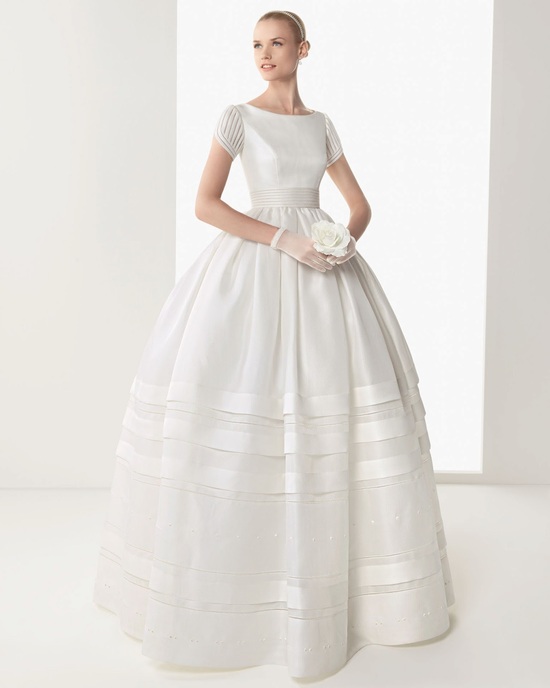High neck wedding dress with pockets by Rosa Clara