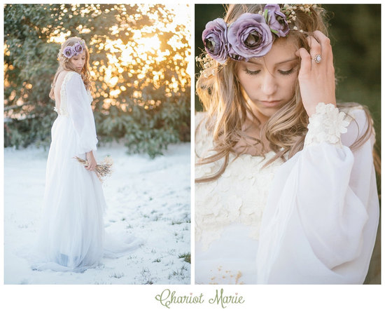 Long sleeves bohemian wedding dress vintage