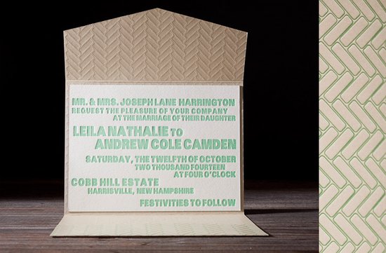wedding invitations 2012 recucled green letterpress wedding stationery