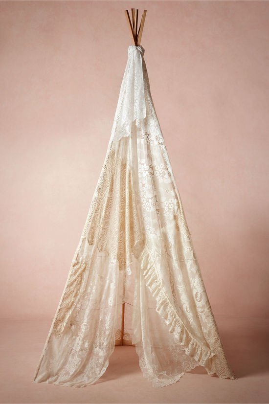 Lace teepee for wedding reception hideout