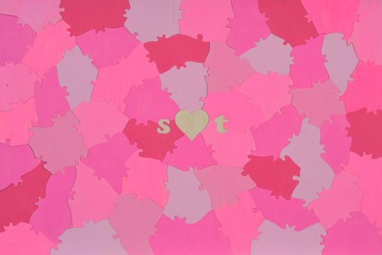 hot pink puzzle unique wedding guestbook