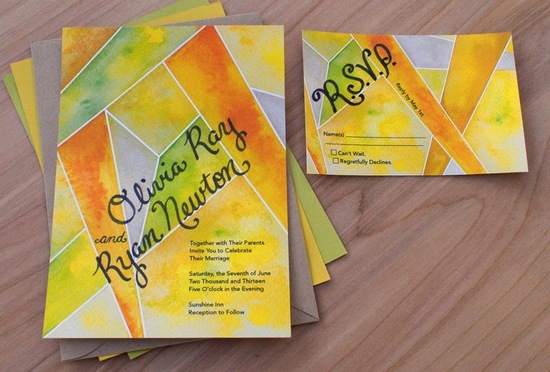 citrus modern wedding invitations