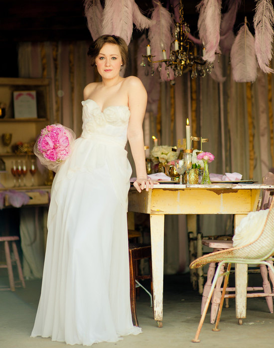 photo of Silk wedding dress by Claire LaFaye