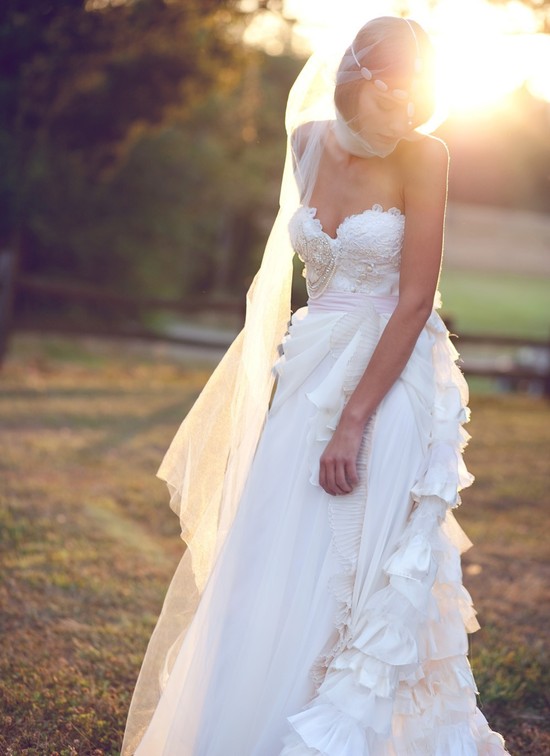 photo of Bohemian wedding dress by Claire LaFaye