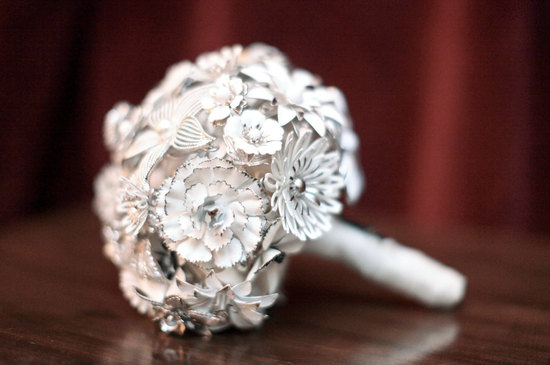 photo of Custom vintage brooch bridal bouquet