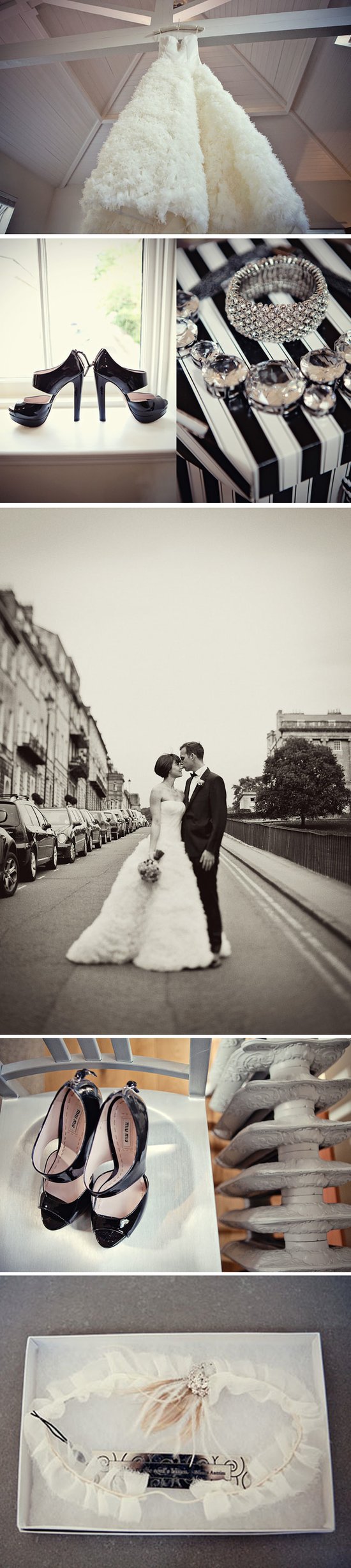 photo of Black + White Wedding with Bold/Gold Pops