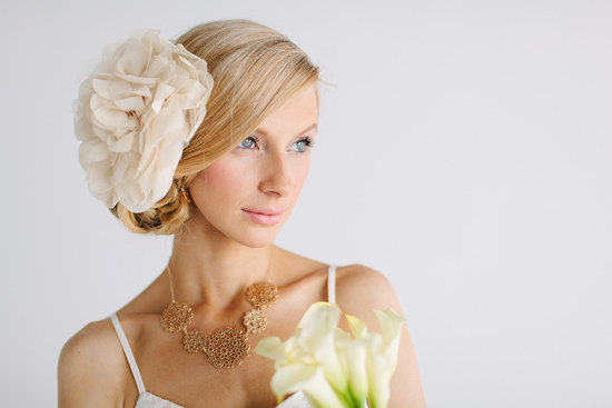 Oversized chiffon wedding hair flower