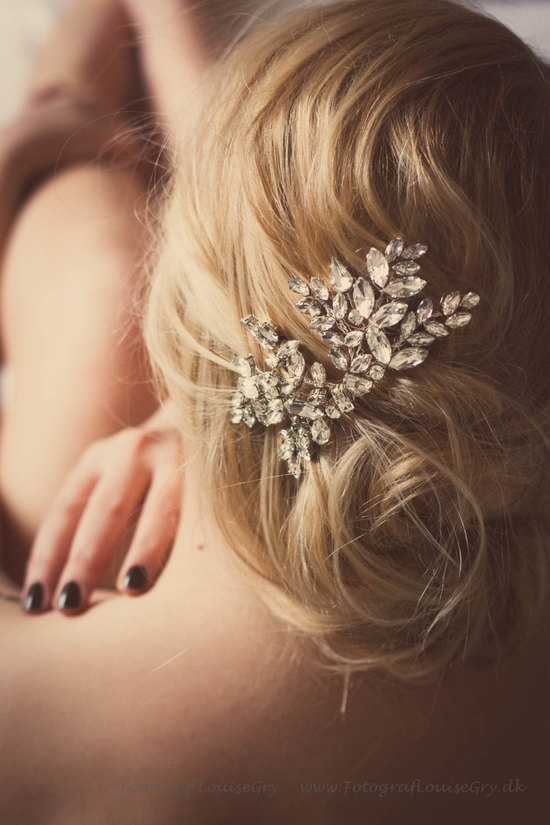 Crystal rhinestone wedding hair clip for bridal updo