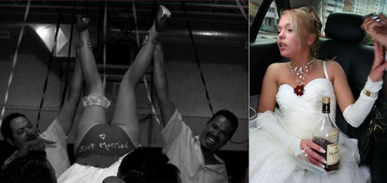 photo of drunk bride wedding guests