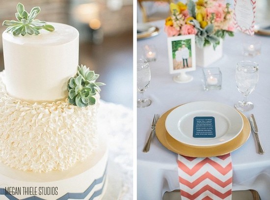 photo of Coral and White Chevron Napkins