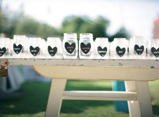 Chalkboard Heart-Adorned Mason Jars
