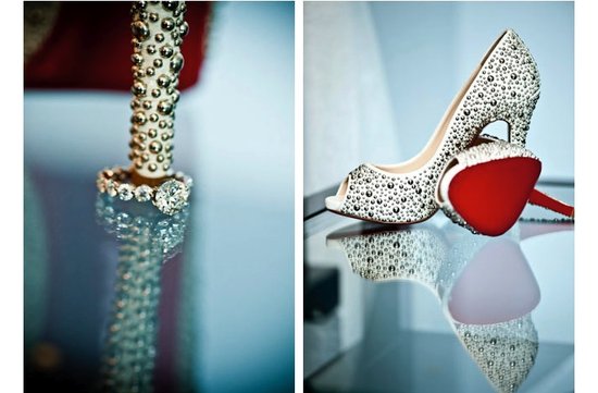 photo of studded louboutin wedding shoes
