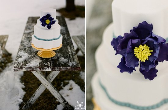 photo of Wedding Cakes with Pops of Purple