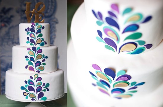 photo of Wedding Cakes with Pops of Purple