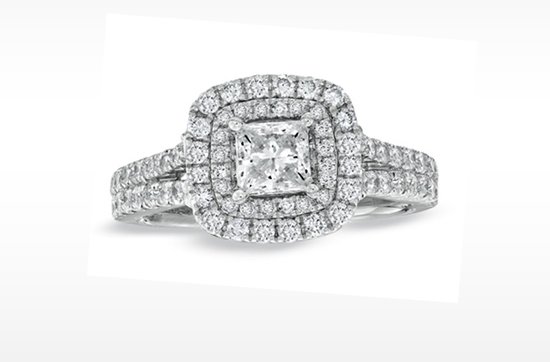 Vera Wang LOVE engagement rings- 1.5 ct diamond frame princess-cut