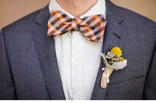 photo of Quirky Chic Grooms Wearing Bow Ties
