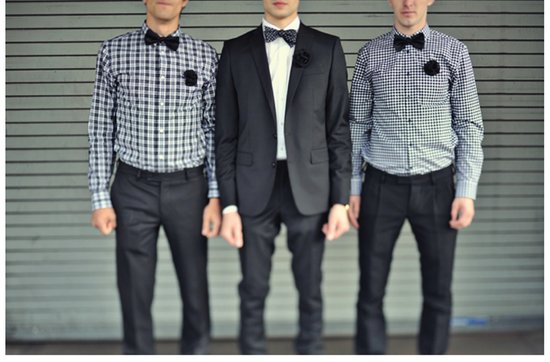 photo of Quirky Chic Grooms Wearing Bow Ties