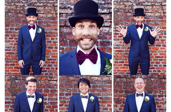 photo of Quirky Chic Grooms Wearing Bow Ties