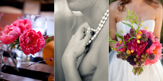 Fall wedding on Halloween- vibrant wedding flowers