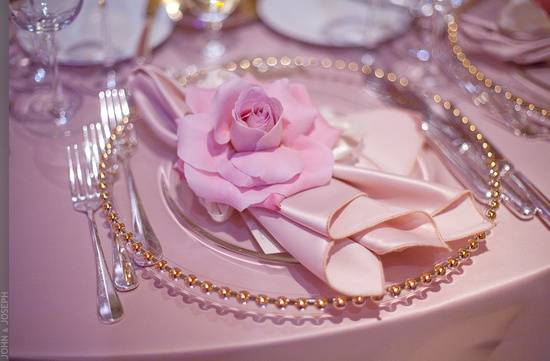 California wedding- elegant, romantic wedding reception place setting