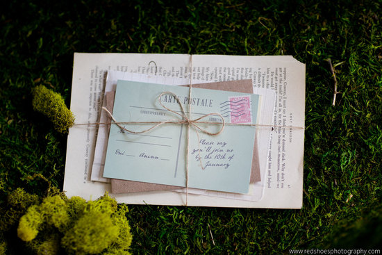 vintage novel wedding invitation