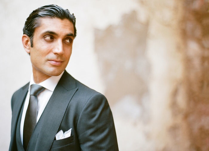 Stylish groom at destination wedding in Mexico