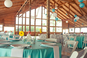 photo of Teal and White Wedding Reception