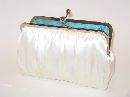 photo of Silk Charmeuse wedding clutch with Something Blue lining by Mermaids Dream