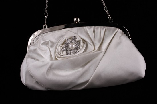 photo of Ivory satin bridal clutch by PowderBlueBijoux
