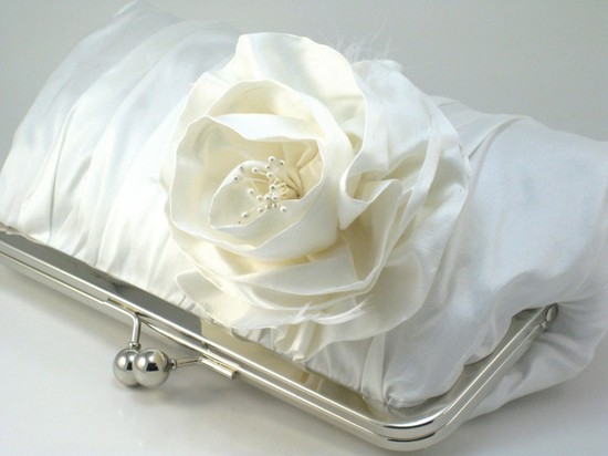 photo of Ivory Rosa Iceburg wedding clutch by Davie and Chiyo