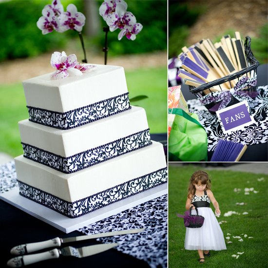 photo of Outdoor Real Wedding in Colorado: Purple and Damask