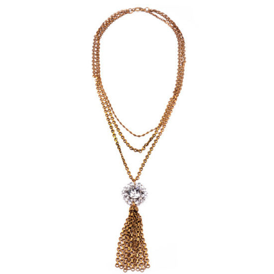 Vintage gold bridal necklace with antique brooch