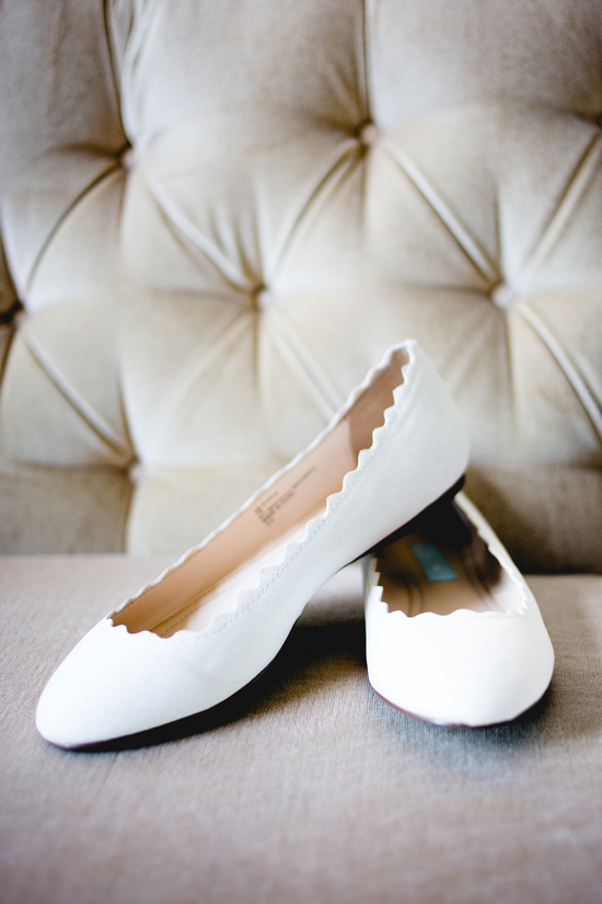 Rustic elegant real wedding white ballet flats bridal shoes