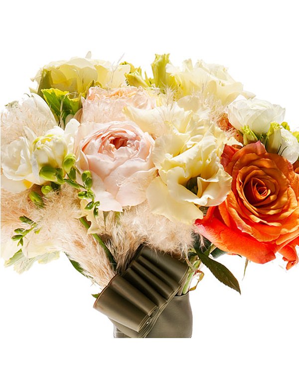 Ivory-wedding-flowers-bridal-bouquet-orange-roses-feathers.full