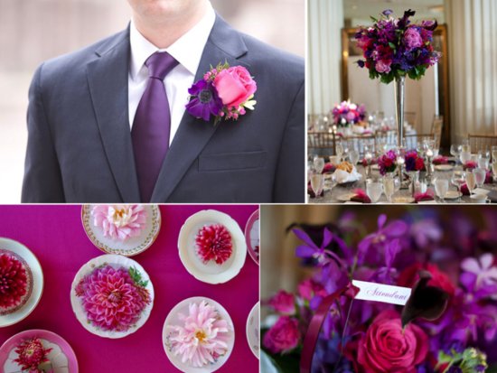 photo of Whimsical Wedding Colors: Deep Purple + Hot Pink