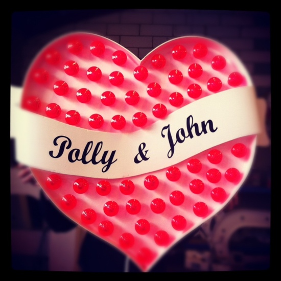 Custom lightup heart wedding sign