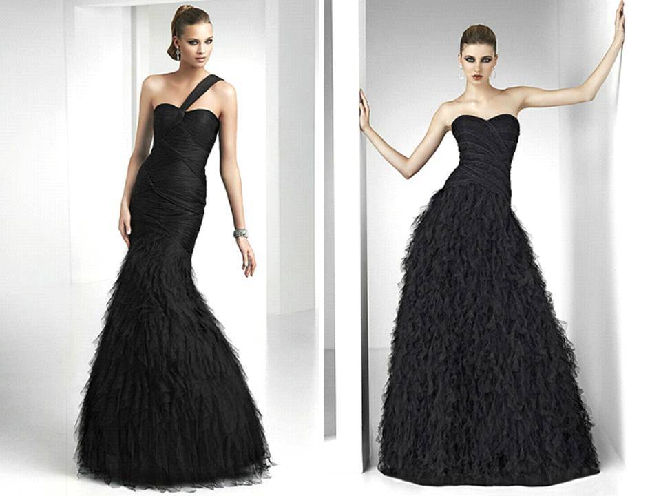 Elegant-black-bridesmaids-dresses-full-length-textured-feather-skirt-downtown-chic-wedding-reception.full