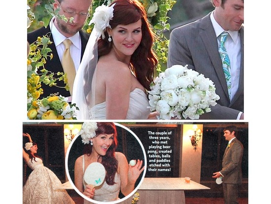 photo of Sara Rue Says I Do: Amsale Wedding Dress, Makeup by TEMPTU