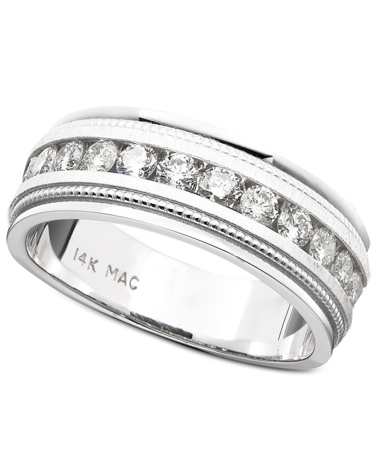 photo of White Gold Milgrain Edging Wedding Ring UGOC7819NAW